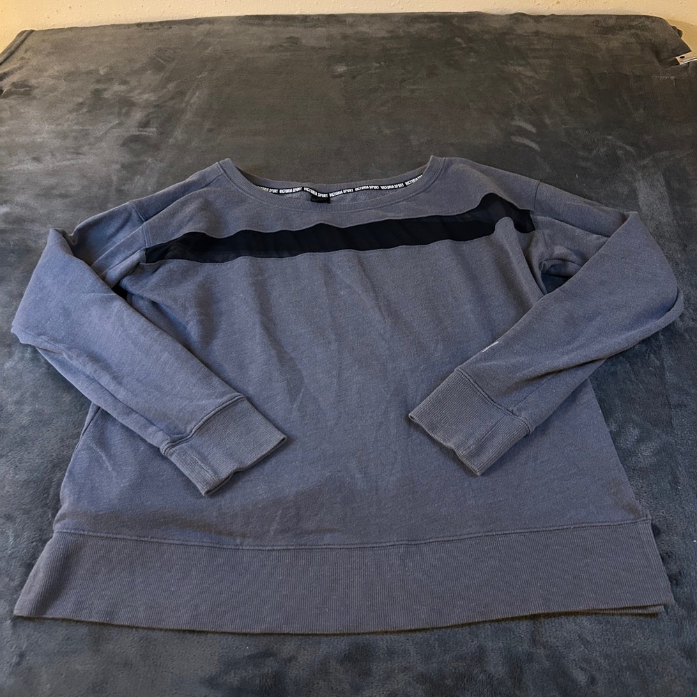 Victoria Sport Sweatshirt Pullover‎ Long Sleeve Top Gray Blue Womens Medium